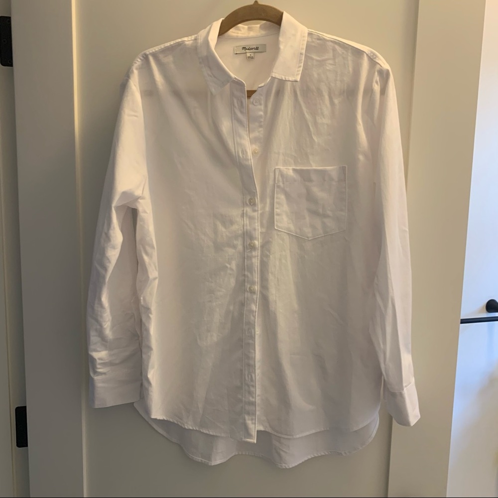 Madewell white shirt with side button detail